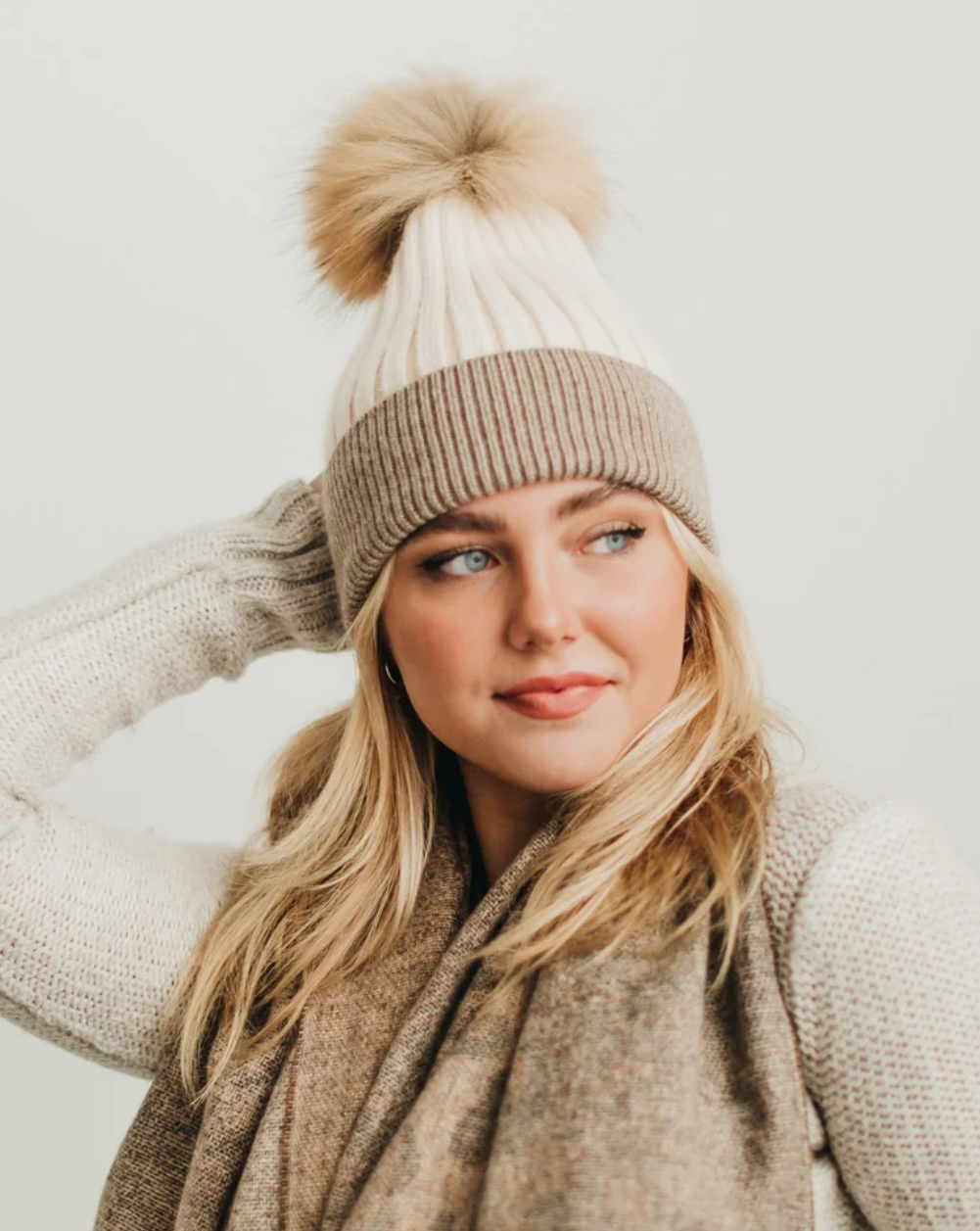 2 Tone Angora Beanie